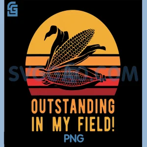 Retro Corn Pun PNG, Outstanding in Field PNG, Funny Farmer PNG