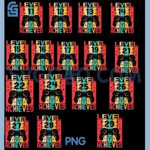 10th Birthday Level 10 PNG Bundle, Achieved Gamer Funny Birthday Bundle PNG