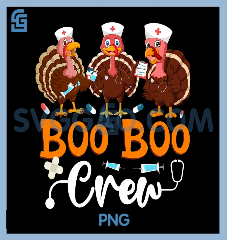 Boo Boo Crew Nurse PNG, Thanksgiving ER Nurse PNG, Funny Turkey Nurse PNG