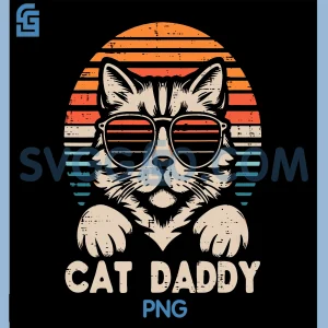 Cat Daddy PNG, Sunglasses Sunset Retro PNG, Fur Dad Papa Kitten PNG