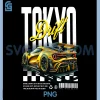Cool Retro Vintage Japanese PNG, JDM Tokyo Japan PNG, Drift Race Car PNG