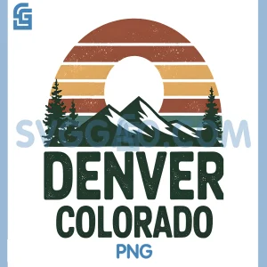 Denver Colorado Retro PNG, Mountain Sunset Landscape PNG