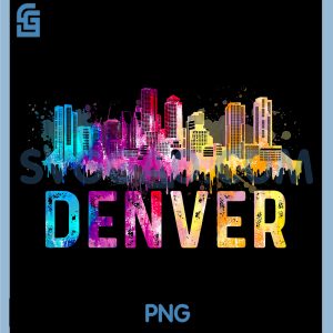 Denver Colorado Retro PNG, Watercolor Skyline PNG