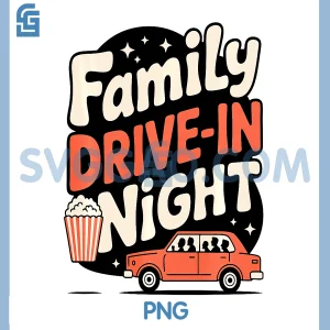 Family Drive-in Movie PNG, Retro Film Drive-in Cinema PNG