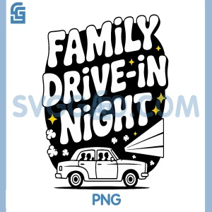 Family Drive-in Night Movie PNG, Retro Film Drive-in Cinema PNG