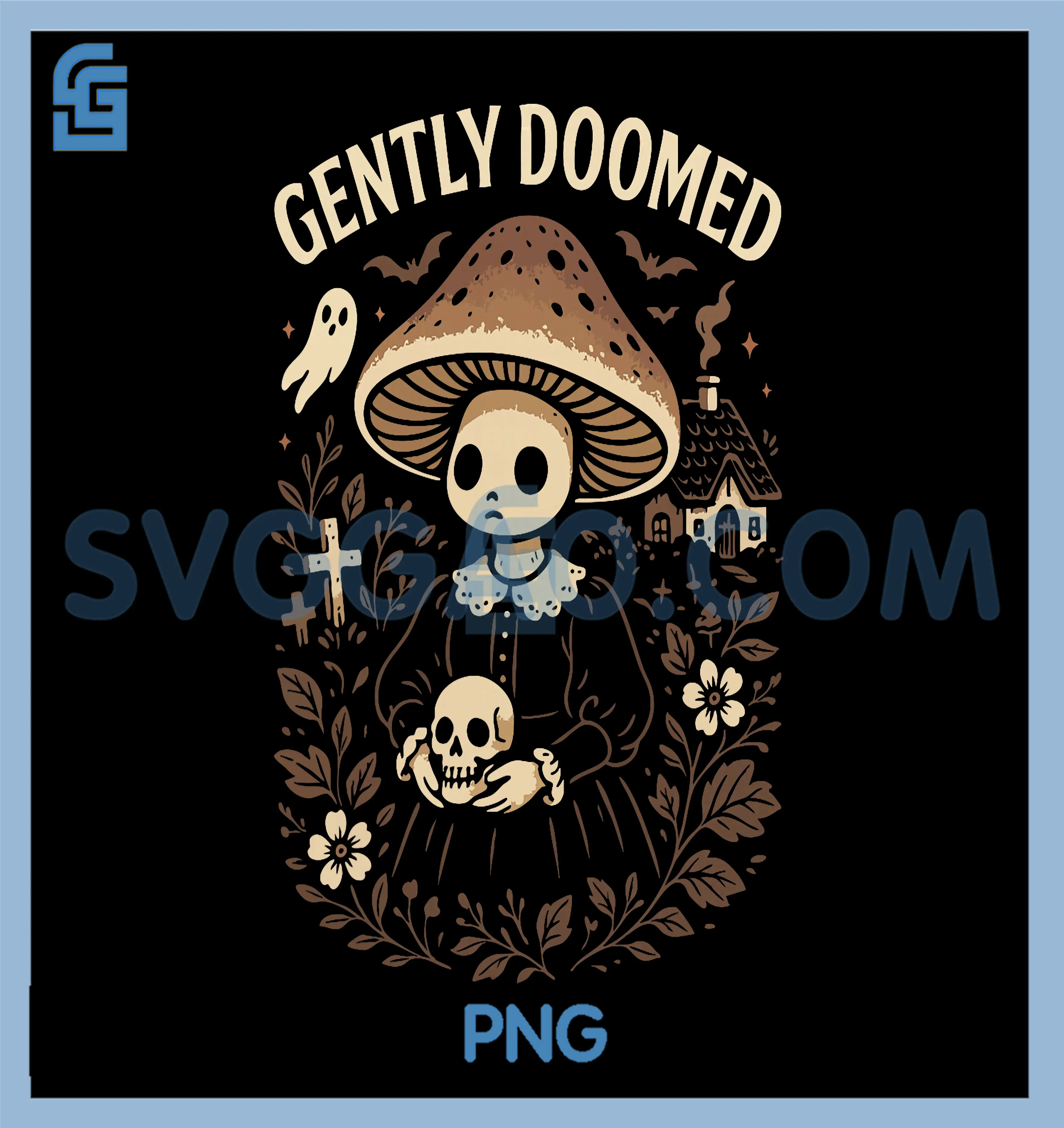 Gently Doomed PNG, Cottagecore Goblincore Gothic PNG, Creepy Cute Goth PNG