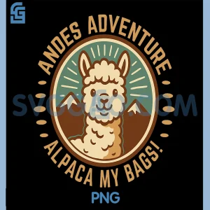 Andes Adventure Alpaca My Bags PNG, Retro Travel PNG