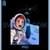Anime Girl Astronaut PNG, Selfie on The Moon UFO Adventure PNG