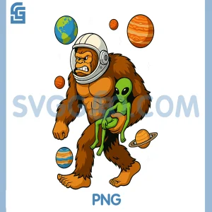 Astronaut Bigfoot Alien PNG, Space Funny UFO Space PNG