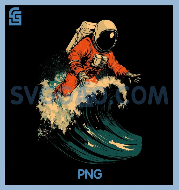 Astronaut Surfing Cosmic PNG, Ocean Wave Space Rider PNG – SVGGAO