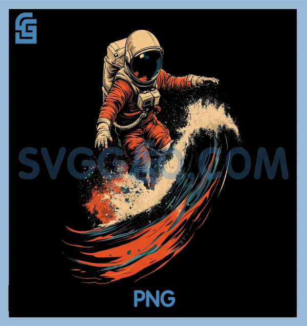 Astronaut Surfing Cosmic PNG, Ocean Wave Space Rider PNG – SVGGAO