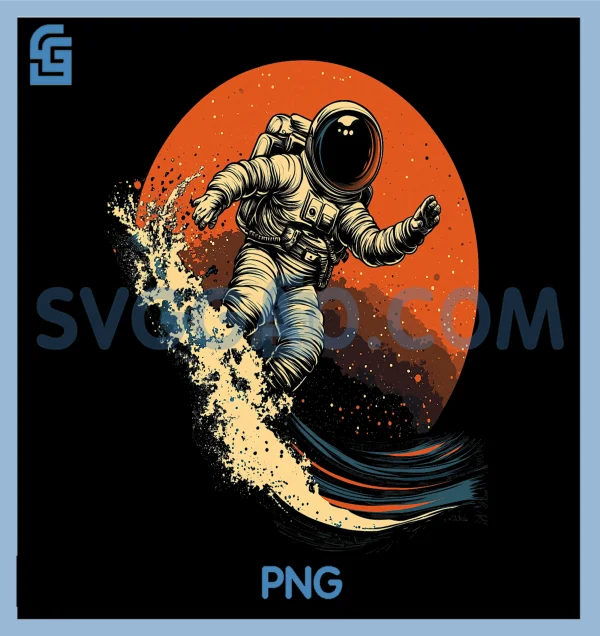 Astronaut Surfing Cosmic PNG, Ocean Wave Space Rider PNG – SVGGAO