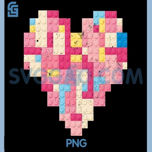 Brick Builder Heart PNG, Building Blocks Valentine PNG