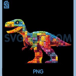 Building Bricks T Rex Dinosaur PNG, Retro Gaming Family Matching PNG