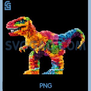 Building Bricks T Rex PNG, Dinosaur Retro Gaming Family Matching PNG