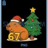 Cappy Christmas 67 Six Seven PNG, Capybara Santa Xmas PNG, Tree Lights PNG