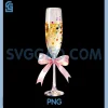 Cheer Happy New Year PNG, Coquette Bow Champagne PNG, New Year's Eve PNG