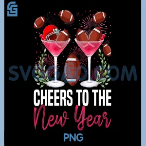 Cheers to The New Year PNG, Champagne Glass & Football NYE 2026 PNG