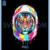 Cosmic Rainbow Tiger PNG, Astronaut Art Retro PNG, Space Adventure PNG