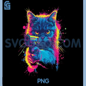 Dinosaurus Rekx PNG, Funny Cat With a Gun Graphic PNG