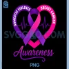 Domestic Violence Breast Cancer PNG, Awareness Ribbon Heartbeat PNG