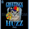 Greetings Huzz PNG, Funny Lollipop Cat Meme PNG