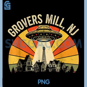 Grovers Mill NJ PNG, Retro UFO Alien Invasion PNG