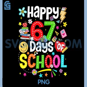 Happy 67 Days of School PNG, Six Seven Meme Teacher PNG
