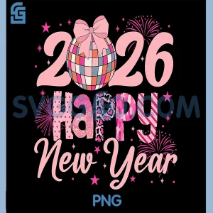 Happy New Year Party 2026 PNG, Disco Ball Family Matching PNG