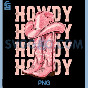 Howdy Southern Western Girl PNG, Hat Country Rodeo PNG, Pink Cowgirl PNG