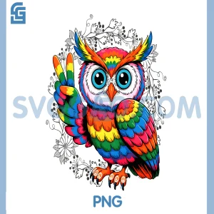 Tie Dye Owl PNG, Peace Sign Hippie PNG