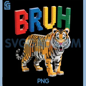 Tiger Print Bruh PNG, Building Blocks Blue Tiger PNG