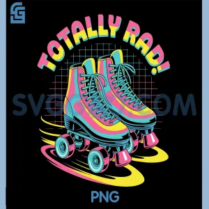 Totally Rad PNG, Retro Roller Skates 80s Aesthetic PNG
