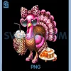 Turkey Drinking Coffee PNG, Bow Thanksgiving Funny PNG