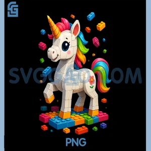 Unicorn Brick Master PNG, Builder Block PNG, Building Brick Builder PNG