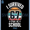 Vintage I Survived 67 Days of School PNG, Funny Teachers Students PNG