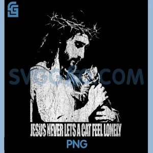 Vintage Jesus PNG, Retro Style Cat Lover PNG