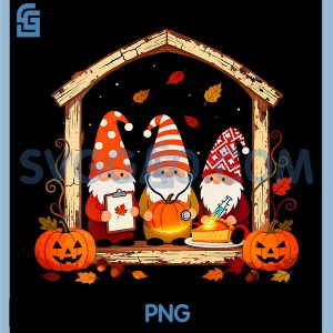 ER Thanksgiving Nurse Gnomes PNG, Fall CNA Pumpkin PNG, Medical Humor PNG