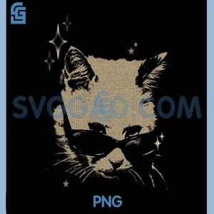 Y2K Cat Sunglasses PNG, 90s 2000s Grunge Vintage Graphic PNG