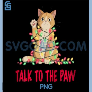 Cat Talk to The paw PNG, cat Entangled Christmas Lights Funny PNG