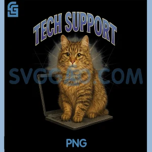 Cat Tech Support PNG, Humor for IT Nerds and Computer Geeks PNG