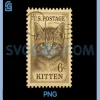 Cat Vintage PNG, Postage Stamp PNG
