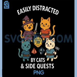 Cats Side Quests PNG, Tabletop Gamer Pets PNG, Cat Humor PNG