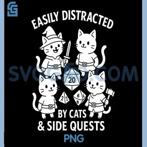 Cats Side Quests PNG, Tabletop Gamer Pets PNG, Cat Humor PNG