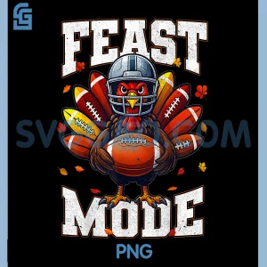 Feast Mode Turkey Vintage PNG, Fall Football Thanksgiving PNG
