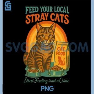 Feed Your Local Stray Cats PNG, Community cat Retro Rescue PNG