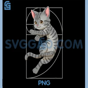 Fibonacci Spiral Cat PNG, Golden Ratio PNG