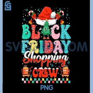 Friday Shopping Crew PNG, Christmas Lights Black Shopping Family PNG