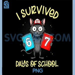 Funny 67 Days of School PNG, Cat Meme Students Teachers PNG
