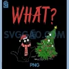 Funny Black Cat PNG, Pushing Christmas Tree Over PNG, Cat What PNG